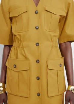 & Other Stories Dresses | Short-Sleeve Utility Mini Dress Mustard