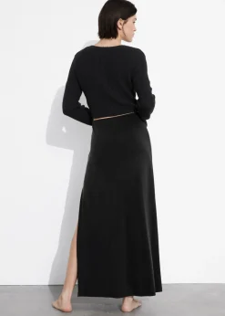 & Other Stories Skirts | Side-Slit Midi Skirt Black