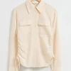 & Other Stories Blouses & Shirts | Silk Blend Gathered Drawstring Shirt Cream