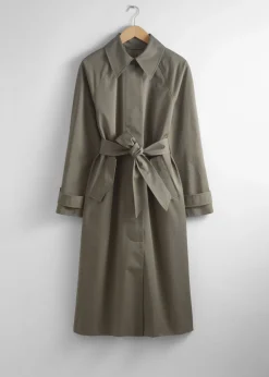 & Other Stories Outerwear | Single-Breasted Trench Coat Khaki