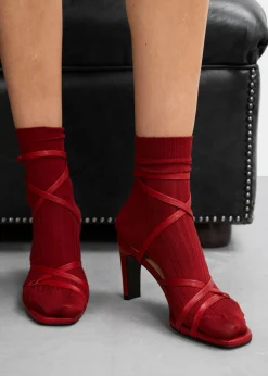 & Other Stories Heels | Sandals | Sleek Leather Sandals Ruby Red