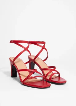 & Other Stories Heels | Sandals | Sleek Leather Sandals Ruby Red