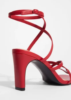 & Other Stories Heels | Sandals | Sleek Leather Sandals Ruby Red