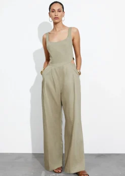 & Other Stories Jumpsuits | Sleeveless Cut-Out Jumpsuit Khaki