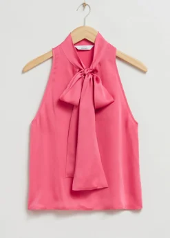 & Other Stories Tops | Sleeveless Lavallière-Neck Bow Top Pink