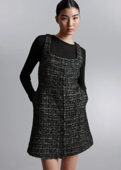 & Other Stories Dresses | Sleeveless Tweed Mini Dress Black Tweed