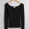 & Other Stories Tops | Sweaters & Knits | Slim Off-Shoulder Top Black