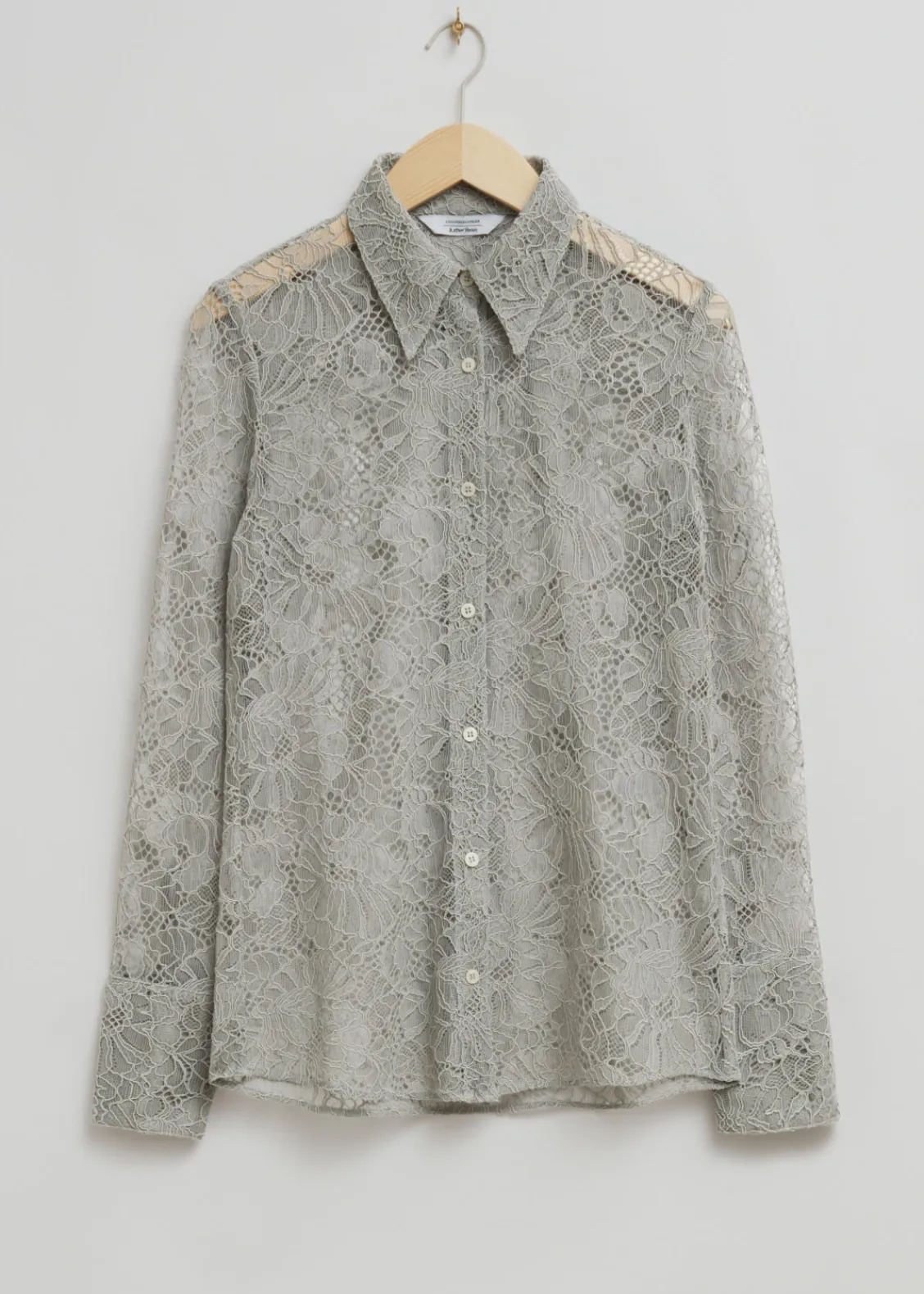 & Other Stories Blouses & Shirts | Slim-Fit Lace Shirt Grey Floral