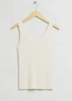 & Other Stories Tops | Sweaters & Knits | Slim-Fit Ribbed Silk Blend Top White