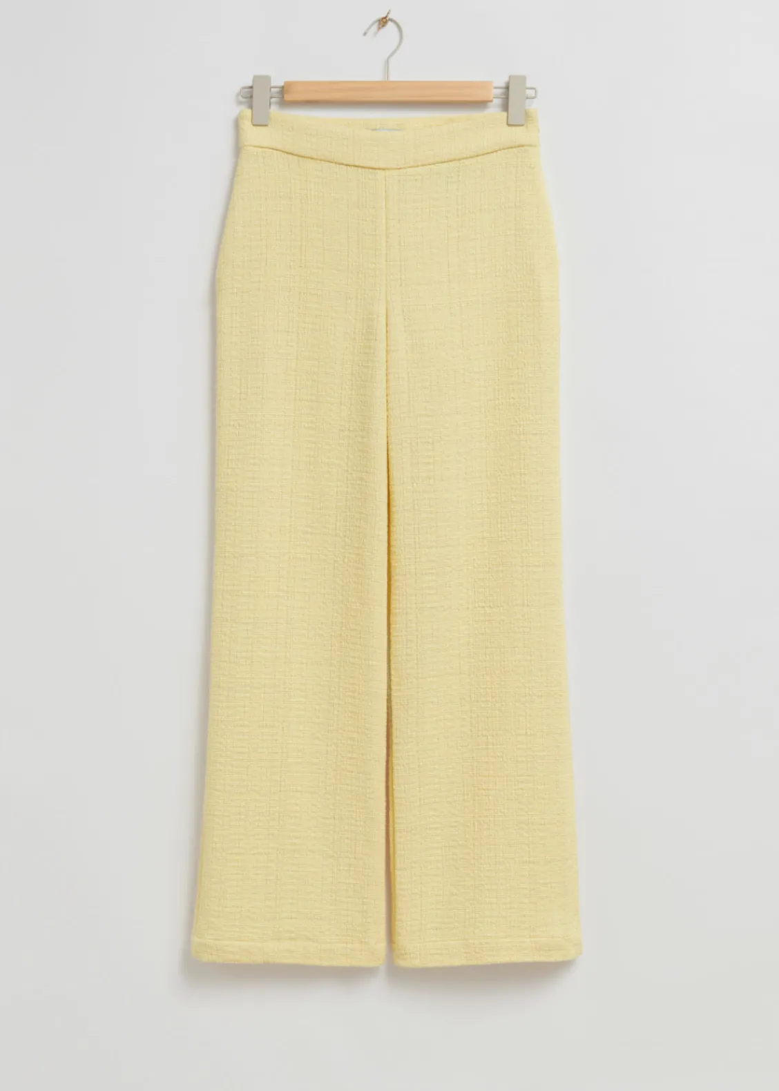 & Other Stories Pants | Slim-Fit Tweed Trousers Light Yellow