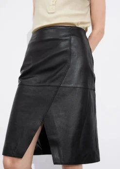 & Other Stories Skirts | Slit-Detailed Leather Mini Skirt Black