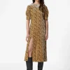 & Other Stories Dresses | Slit-Detailed Velvet Midi Dress Animal Print