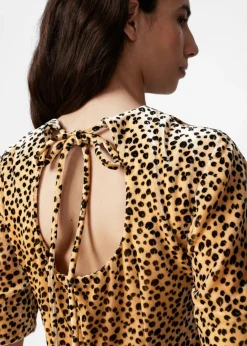 & Other Stories Dresses | Slit-Detailed Velvet Midi Dress Animal Print