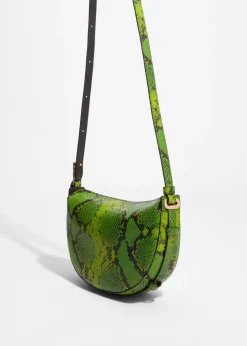& Other Stories Shoulder Bags | Snake-Embossed Leather Shoulder Bag Green
