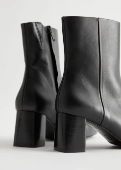 & Other Stories Boots | Squared Toe Leather Boots Black