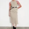 & Other Stories Skirts | Strap Detail Linen Midi Skirt Light Beige