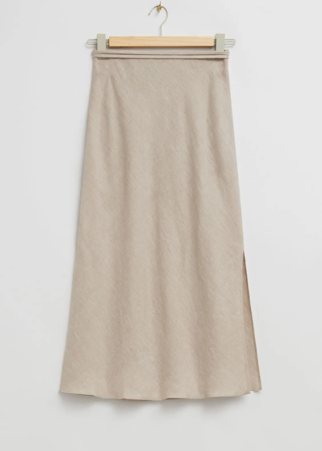 & Other Stories Skirts | Strap Detail Linen Midi Skirt Light Beige