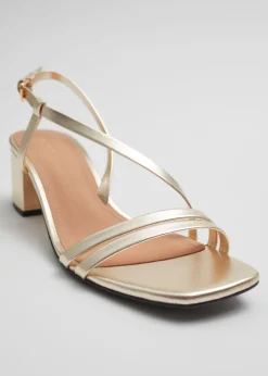 & Other Stories Heels | Sandals | Strappy Block Heel Leather Sandals Gold