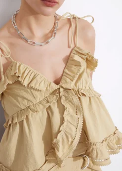 & Other Stories Tops | Strappy Bustier Frill Top Beige