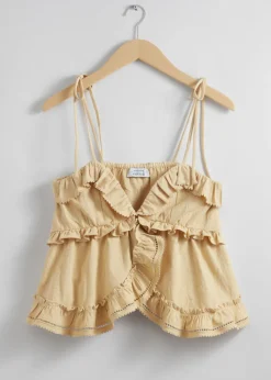 & Other Stories Tops | Strappy Bustier Frill Top Beige