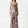 & Other Stories Dresses | Strappy Cowl-Neck Midi Dress White/Black/Orange