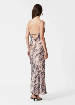 & Other Stories Dresses | Strappy Cowl-Neck Midi Dress White/Black/Orange