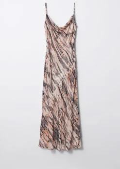 & Other Stories Dresses | Strappy Cowl-Neck Midi Dress White/Black/Orange