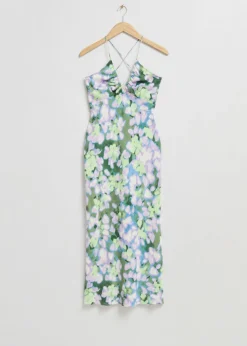 & Other Stories Dresses | Strappy Cut-Out Midi Dress Lilac Floral Print