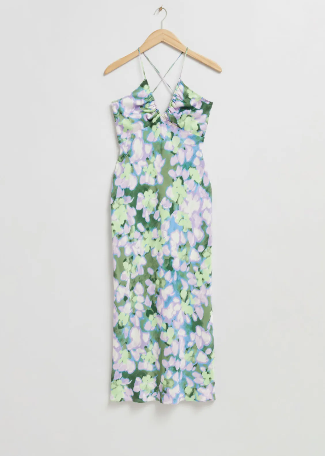 & Other Stories Dresses | Strappy Cut-Out Midi Dress Lilac Floral Print