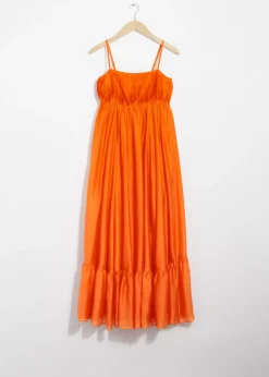 & Other Stories Dresses | Strappy Tiered Midi Dress Orange