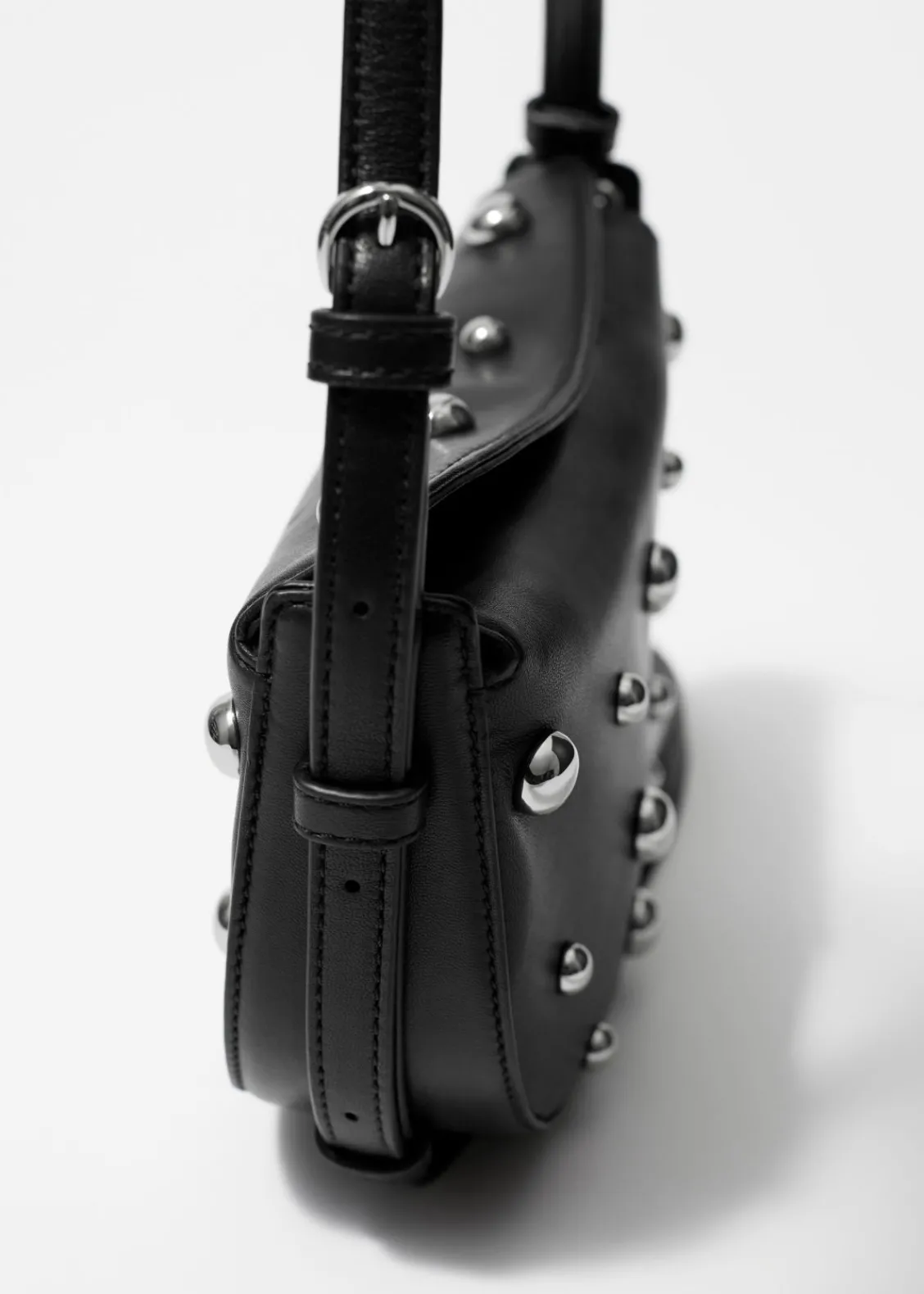 & Other Stories Shoulder Bags | Studded Leather Shoulder Bag Black