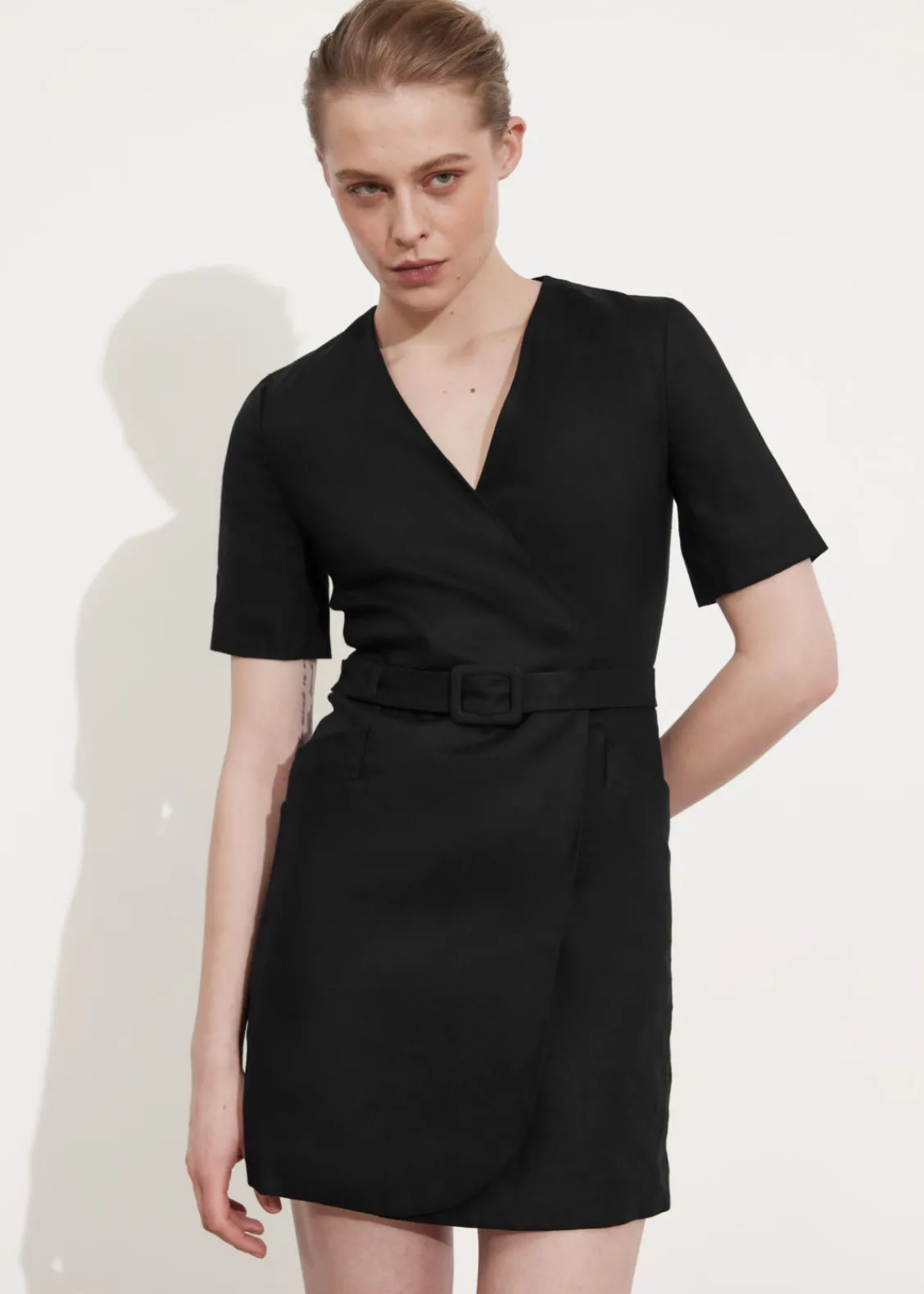 & Other Stories Dresses | Tailored Linen Belted Mini Dress