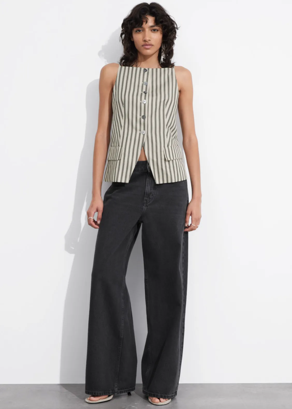 & Other Stories Sets & Suits | Blazers & Vests | Tailored Strappy Vest Beige Stripes