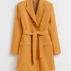 & Other Stories Dresses | Tailored Tie-Waist Blazer Dress Yellow