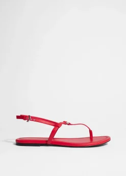 & Other Stories Sandals | T-bar Leather Sandals Red