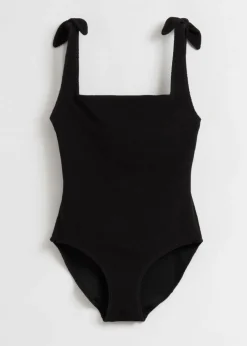 & Other Stories Swimwear | Textured Bow Tie Swimsuit
