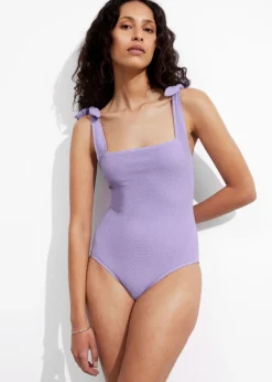 & Other Stories Swimwear | Textured Bow Tie Swimsuit