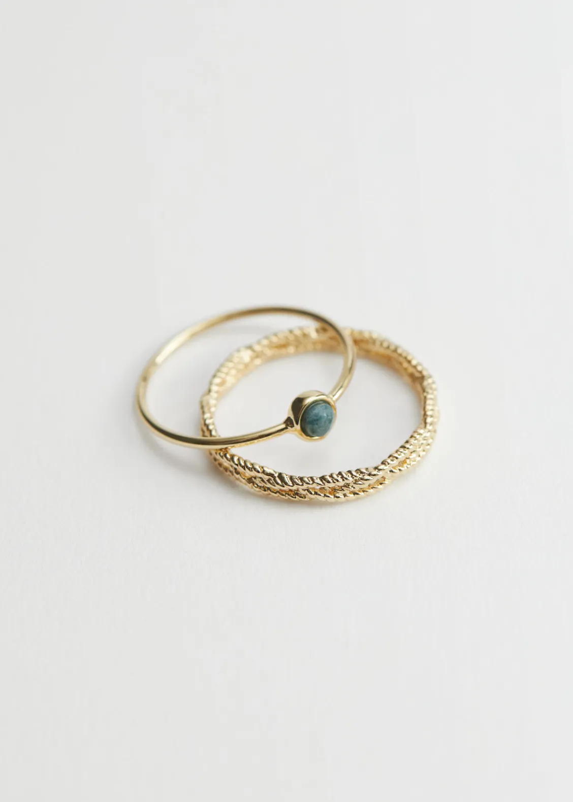 & Other Stories Rings | Twist Embossed Ring Set Gold
