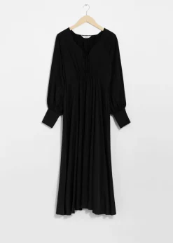 & Other Stories Dresses | V-Cut Satin Midi Dress