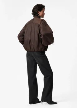 & Other Stories Outerwear | Voluminous-Sleeve Bomber Jacket Dark Brown