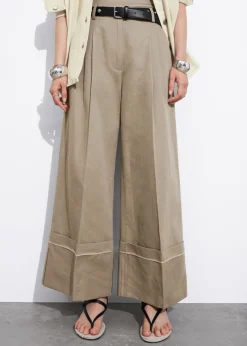 & Other Stories Pants | Wide Fold-Up Cuff Trousers Mole