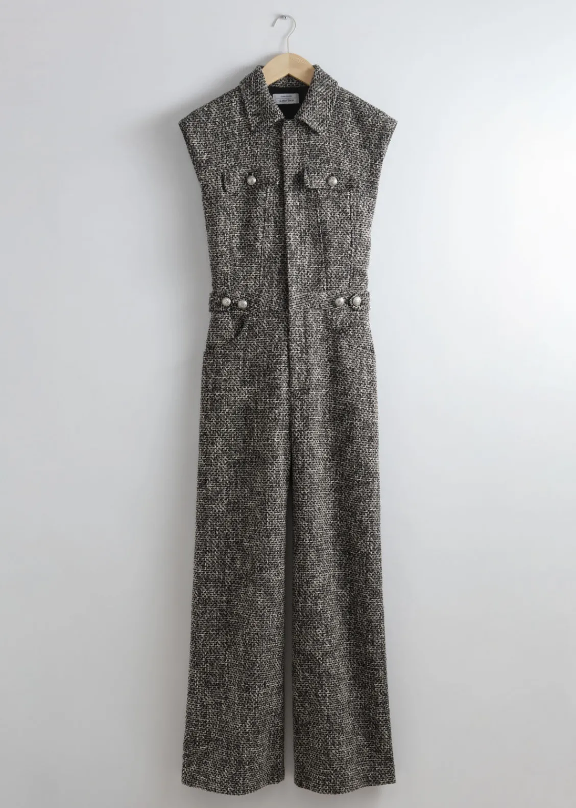 & Other Stories Jumpsuits | Pants | Wide Sleeveless Tweed Jumpsuit Black Tweed